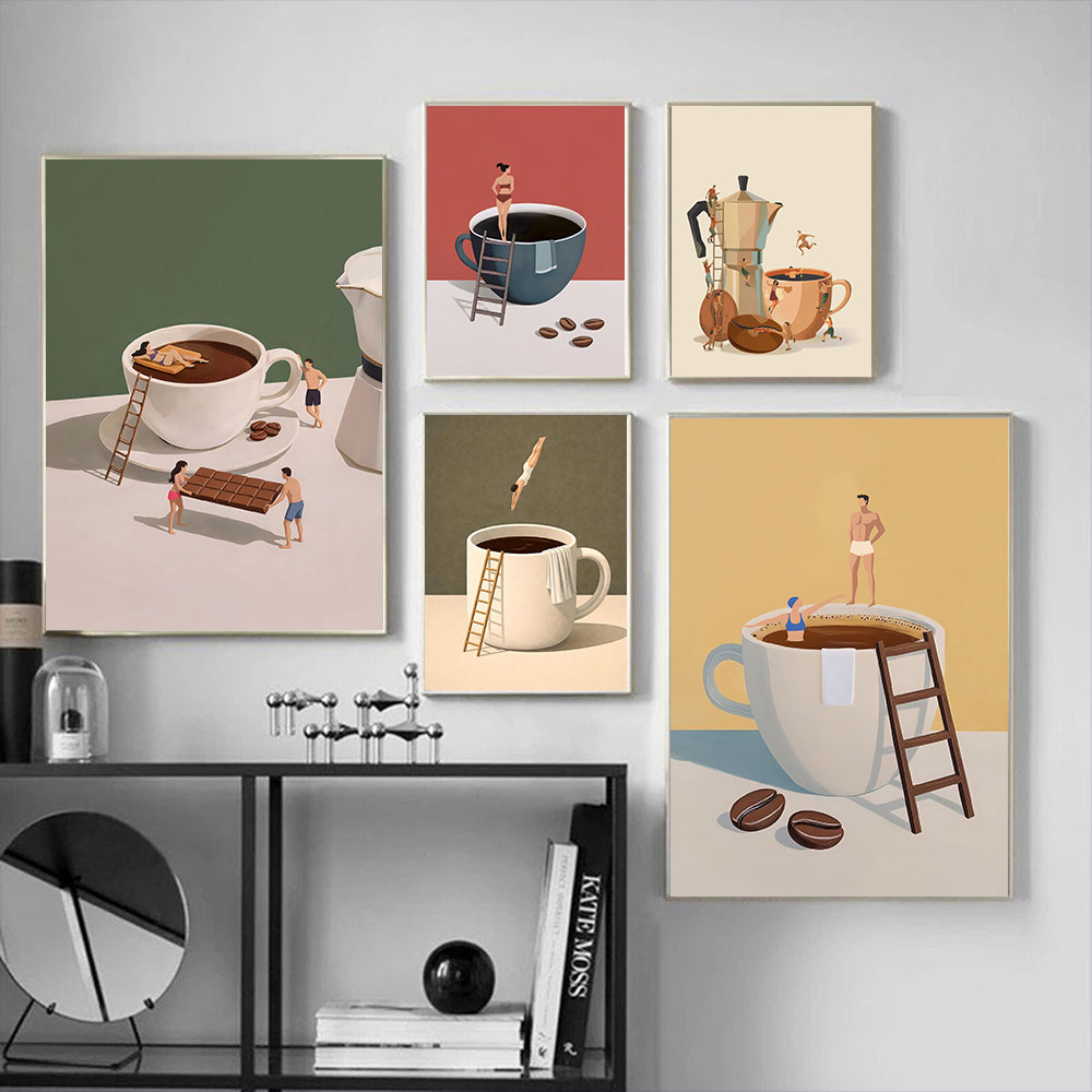 Art Craft Kitchen - لوحة فنية بدون إطار لعشاق القهوة،