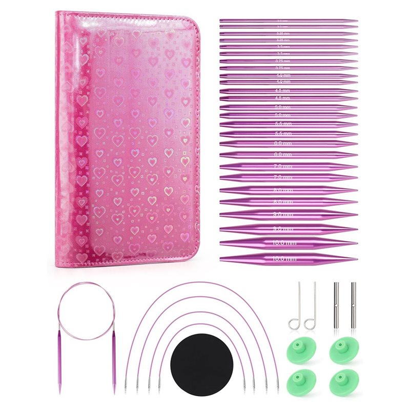 AT02-حافظة جلدية متضمنة مجموعة - مراجعة Knitting Needle Circular وسعره