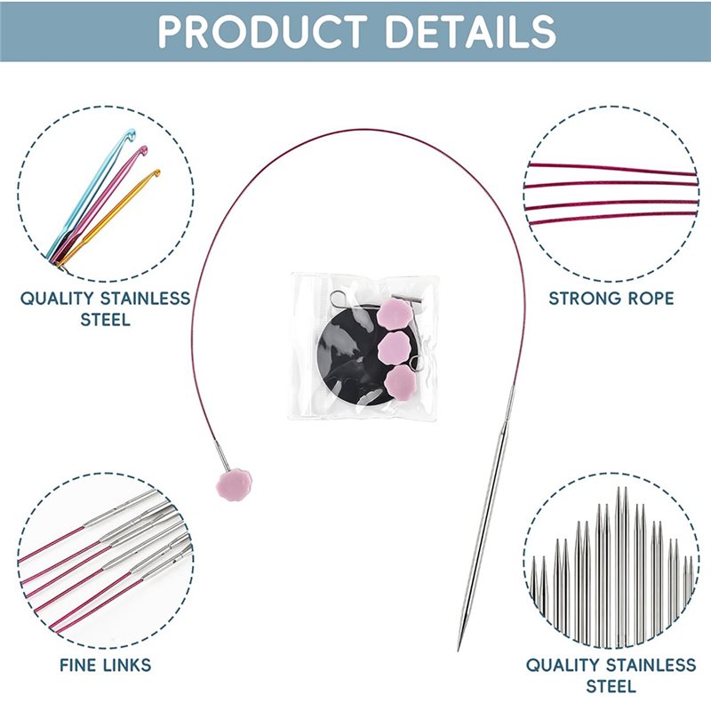 مجموعة إبر حياكة دائرية قابلة  - مراجعة Knitting Needle Circular وسعره