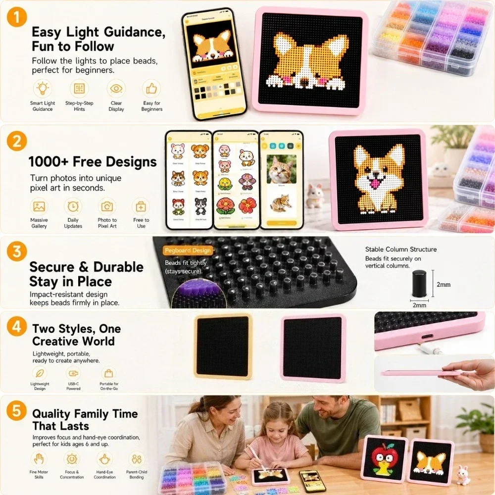 لوحة إضاءة LED ذكية بخرزات قاب - مراجعة Art Craft Kits وسعره